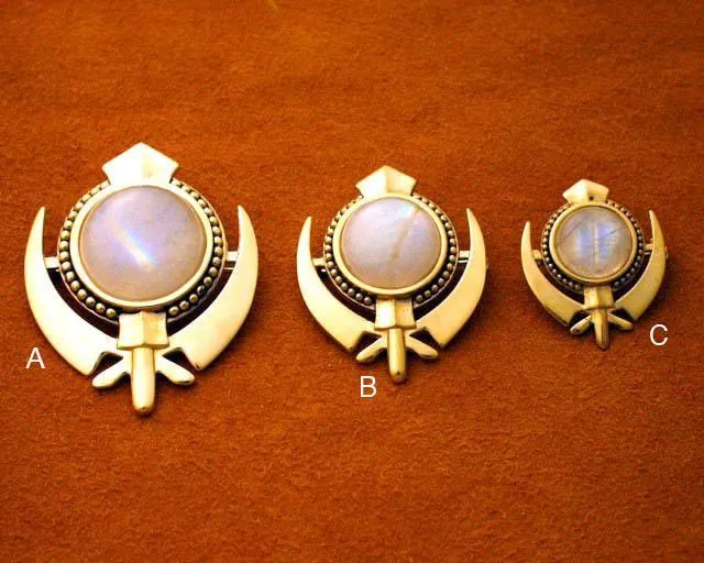 Rainbow moonstone beaded border adi shakti pin pendants