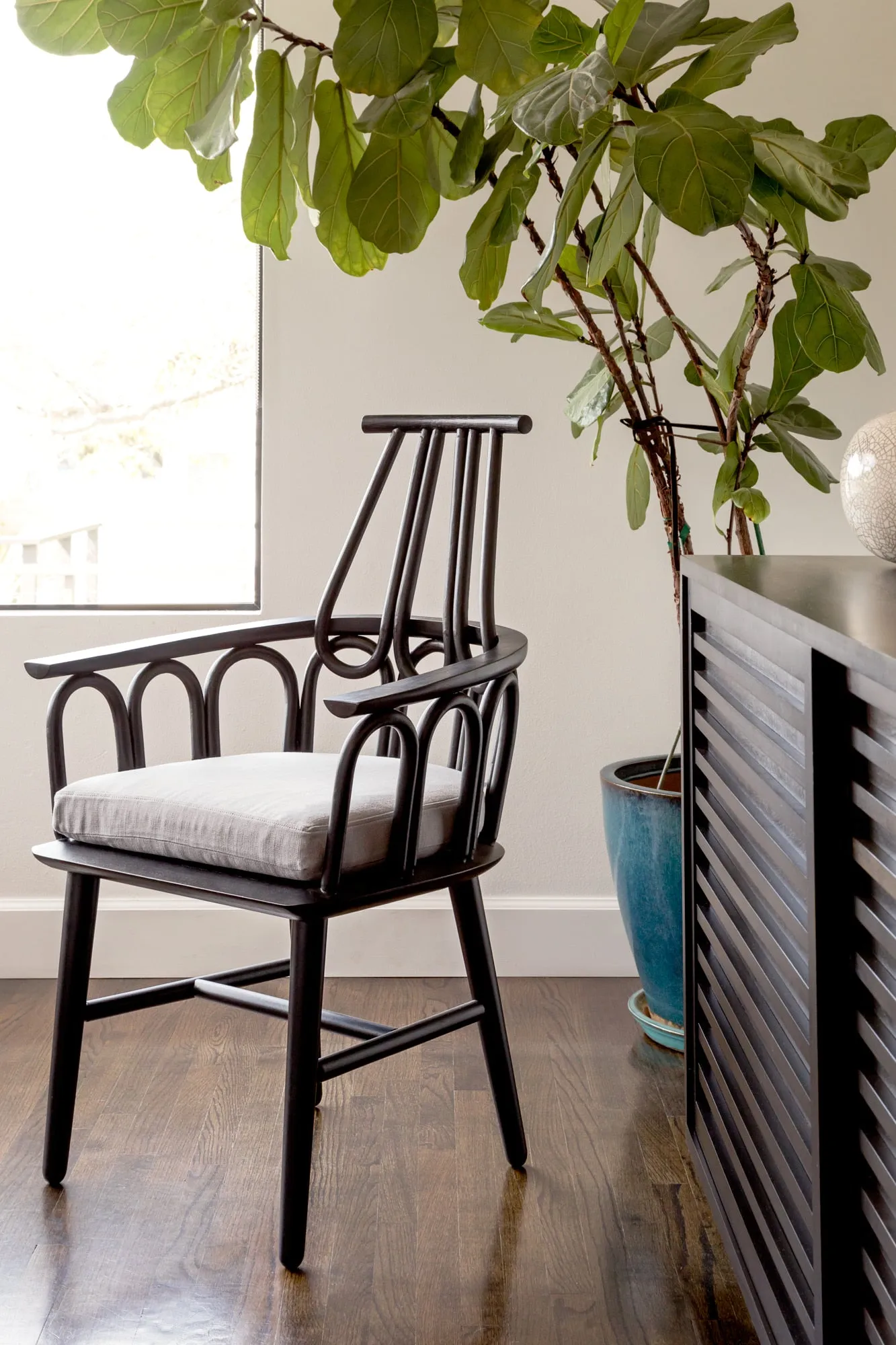 Rattan and Mahogany Amarta Dining Chair