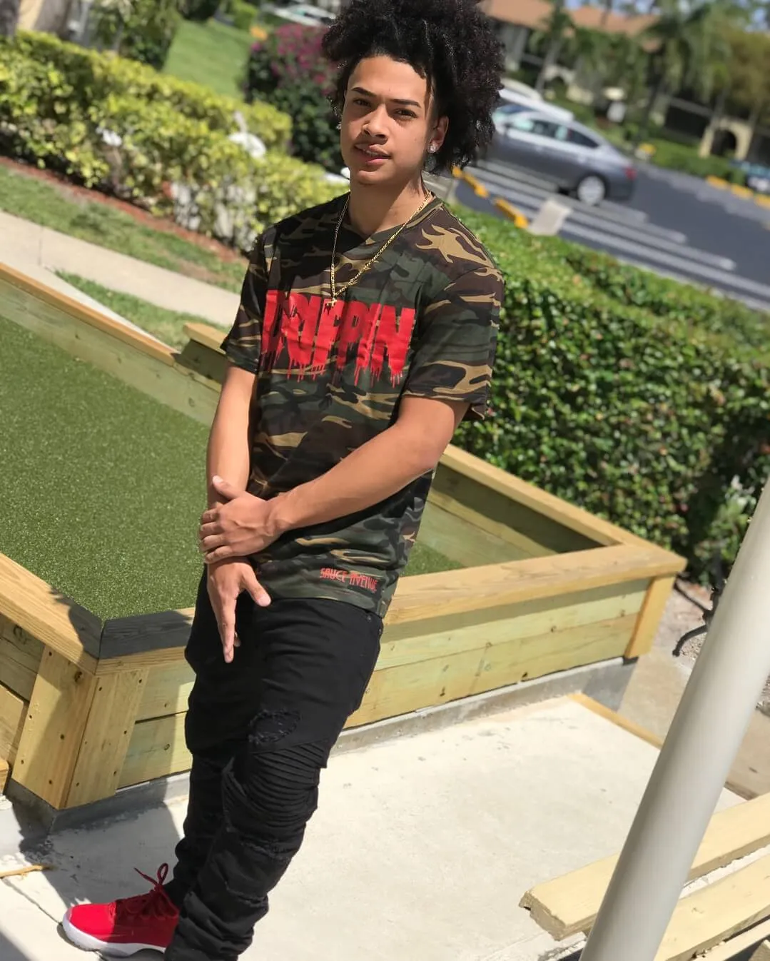 Red Drippin | Green Camo Tee