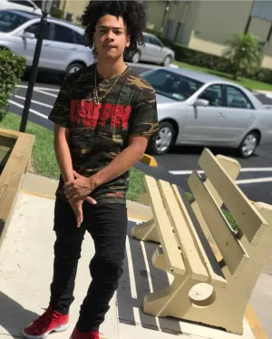 Red Drippin | Green Camo Tee