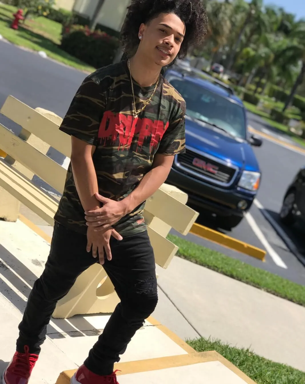 Red Drippin | Green Camo Tee