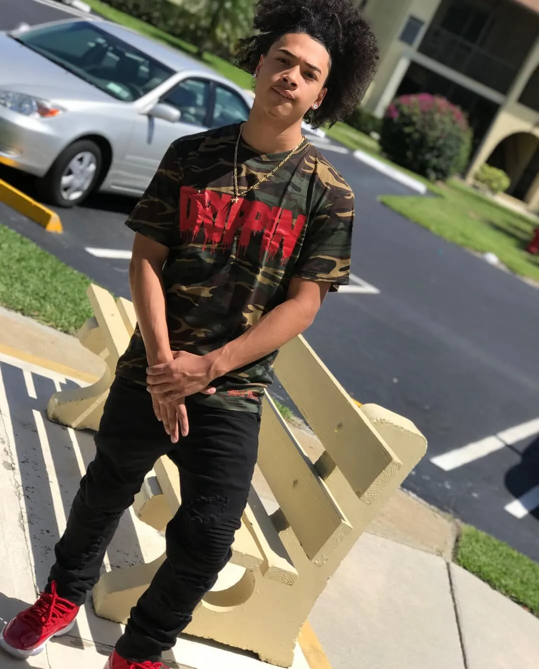 Red Drippin | Green Camo Tee