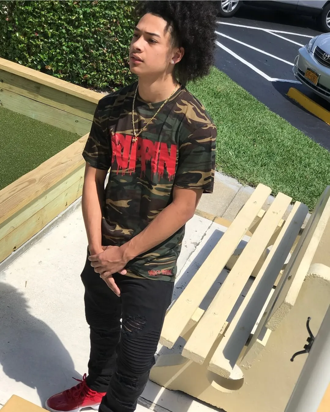 Red Drippin | Green Camo Tee
