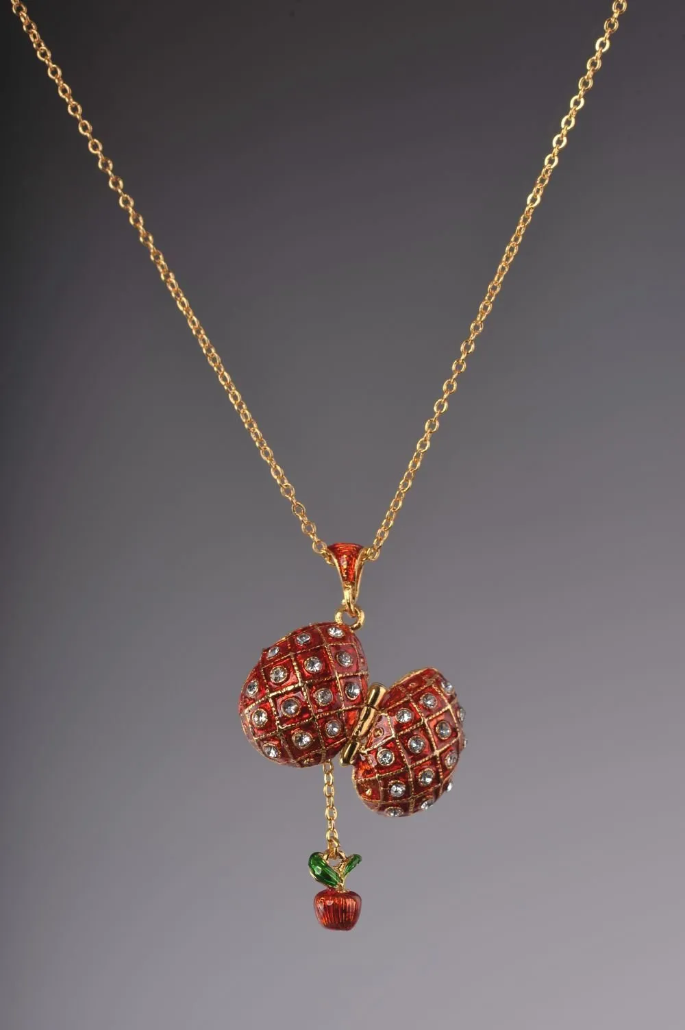 Red Egg Pendant with a Surprise Apple Inside
