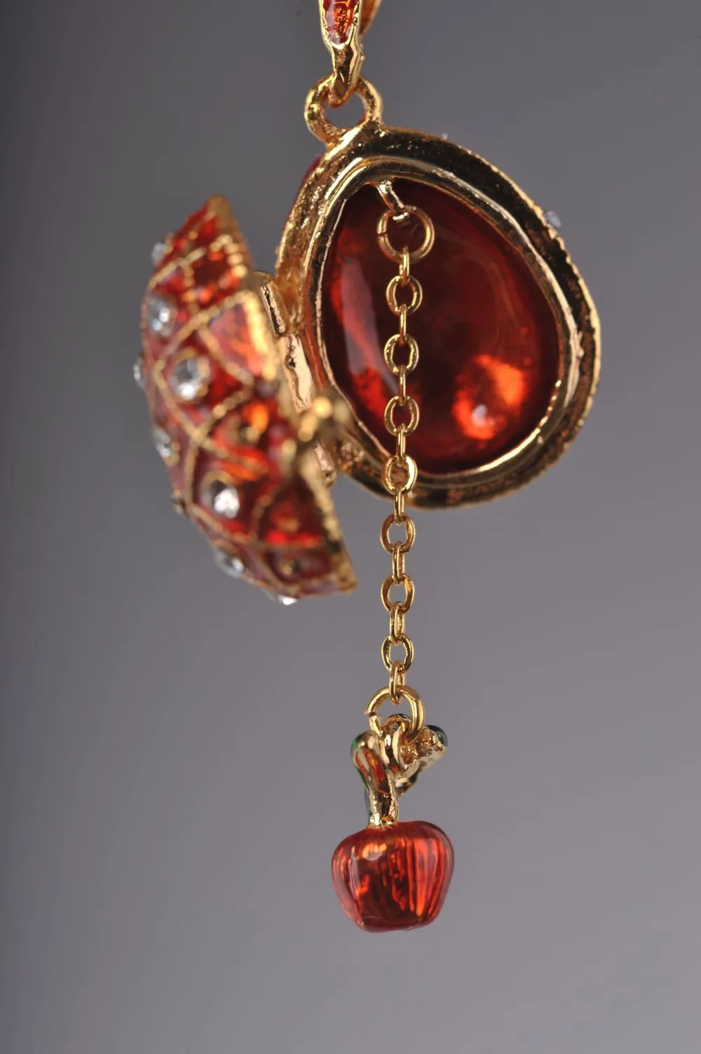 Red Egg Pendant with a Surprise Apple Inside