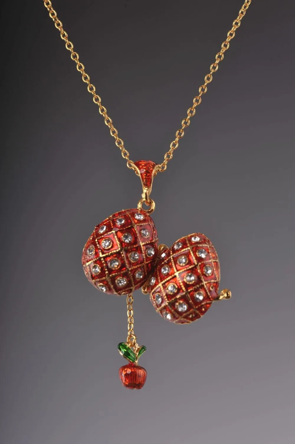 Red Egg Pendant with a Surprise Apple Inside
