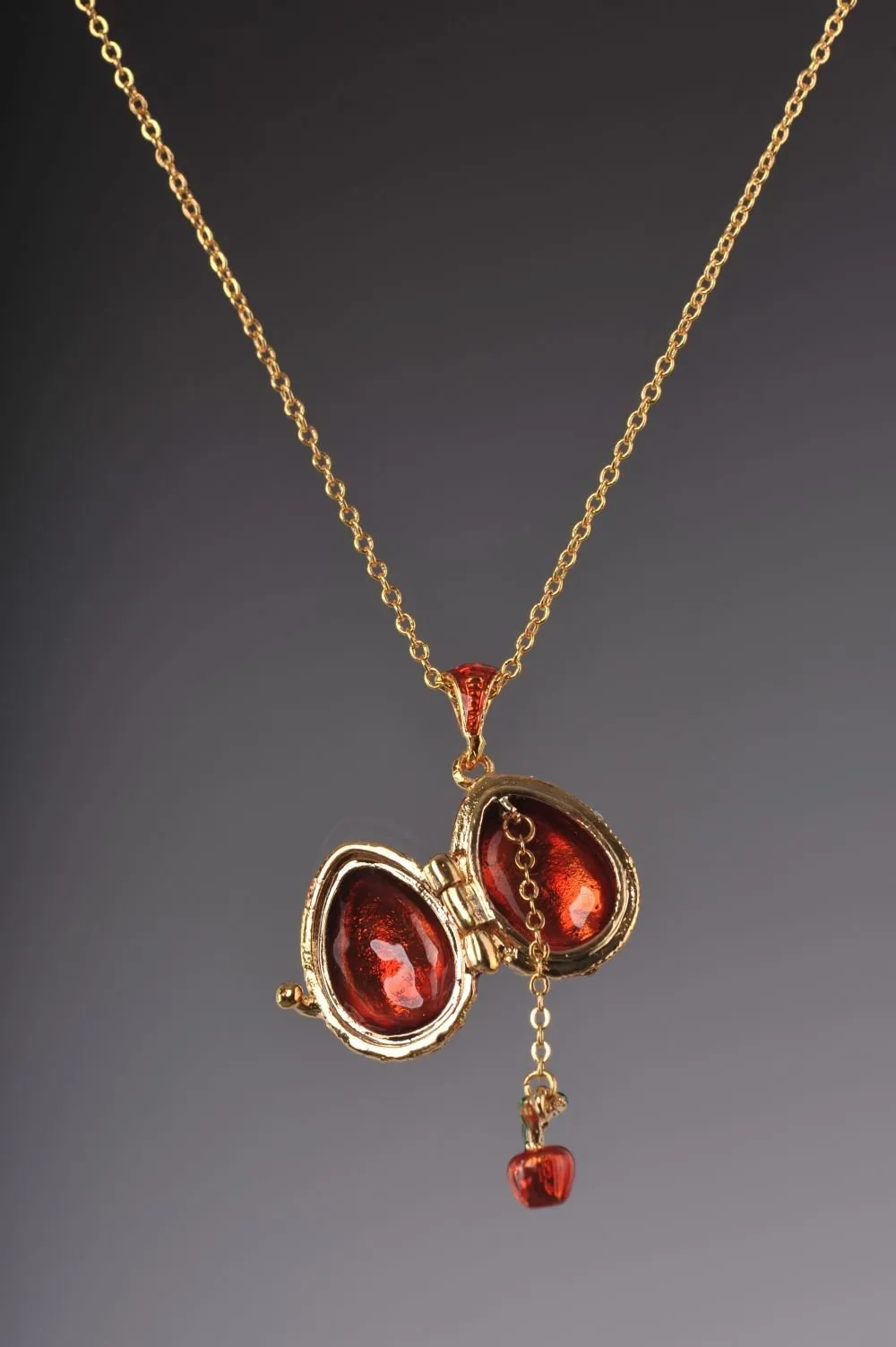 Red Egg Pendant with a Surprise Apple Inside