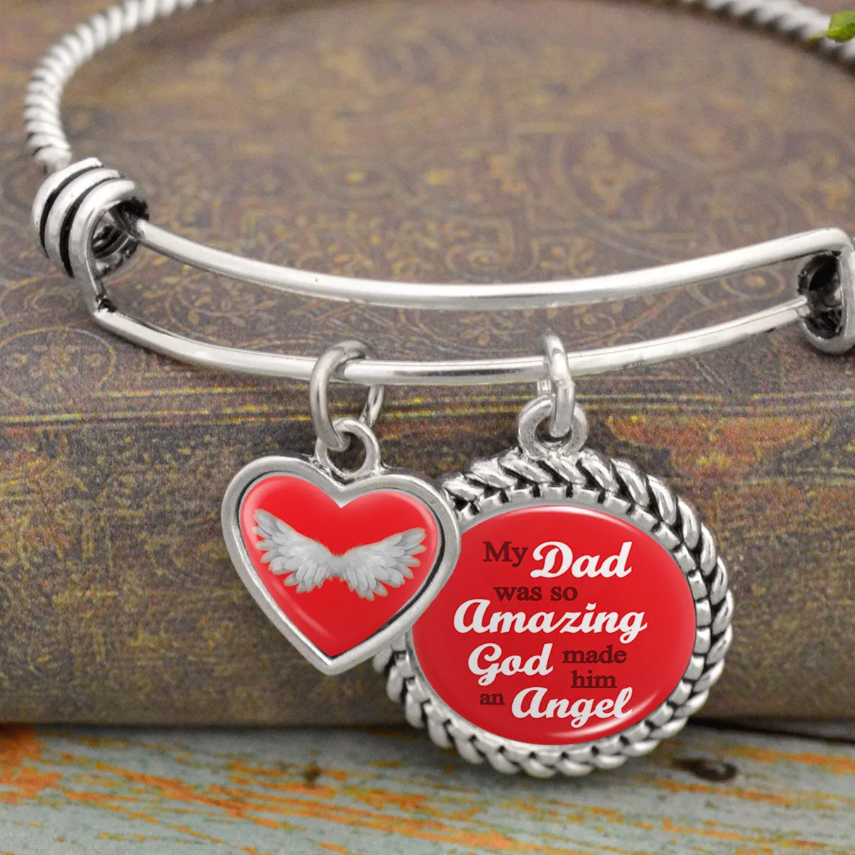 Red My Dad Was So Amazing, God Made Him An Angel Charm Bracelet