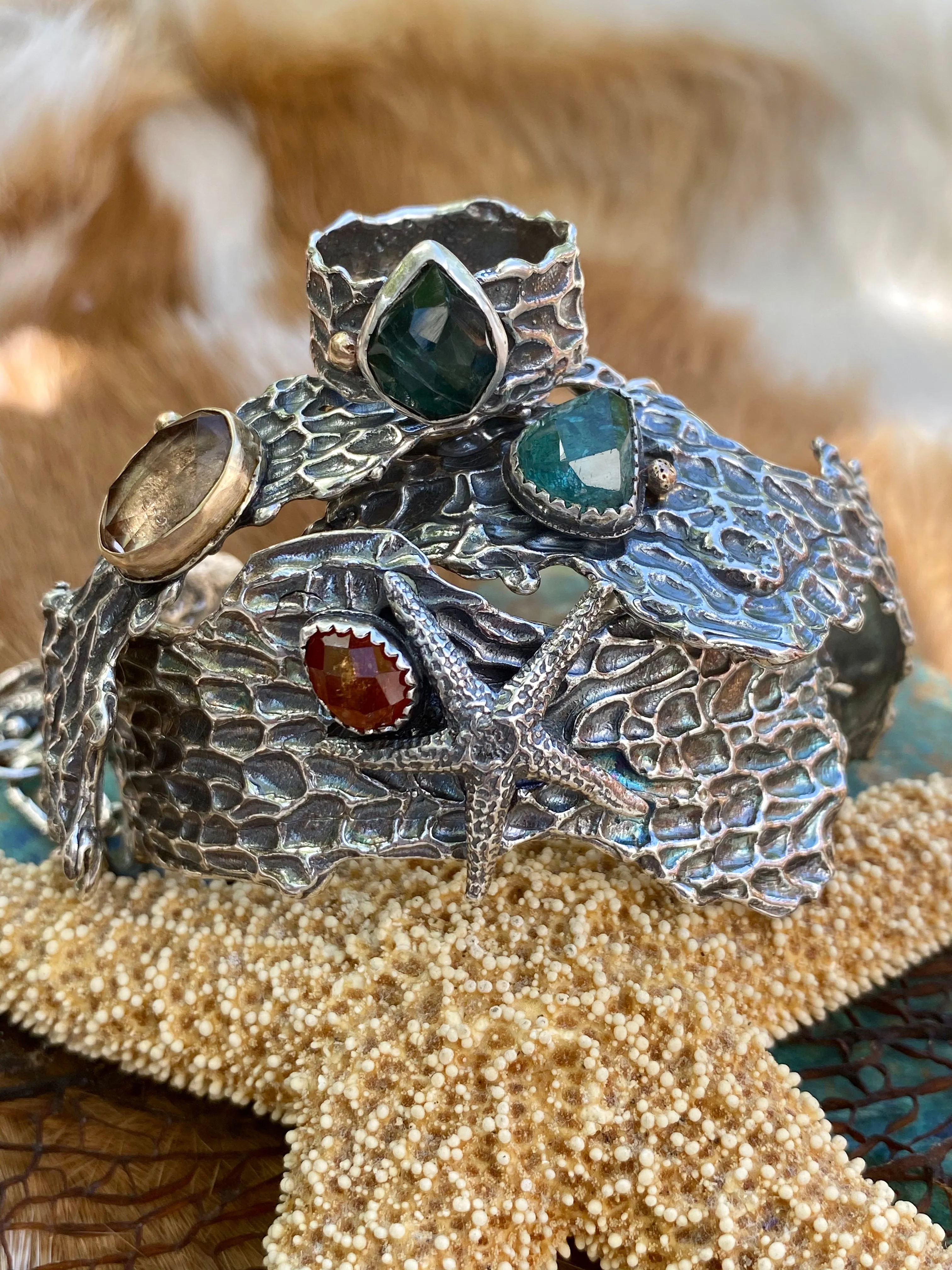 Reef Mermaid and Topez Sea Fan Coral Cuff