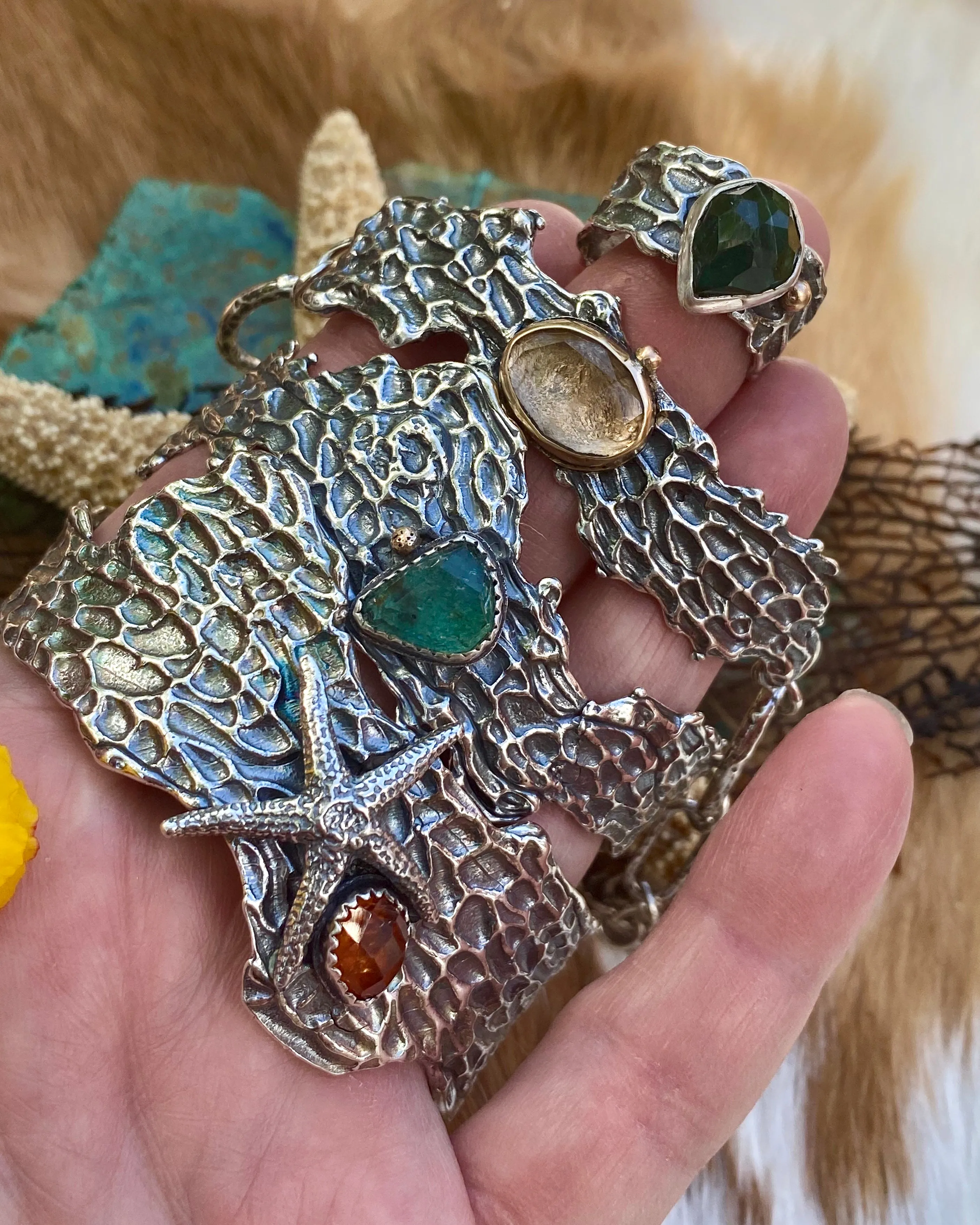 Reef Mermaid and Topez Sea Fan Coral Cuff