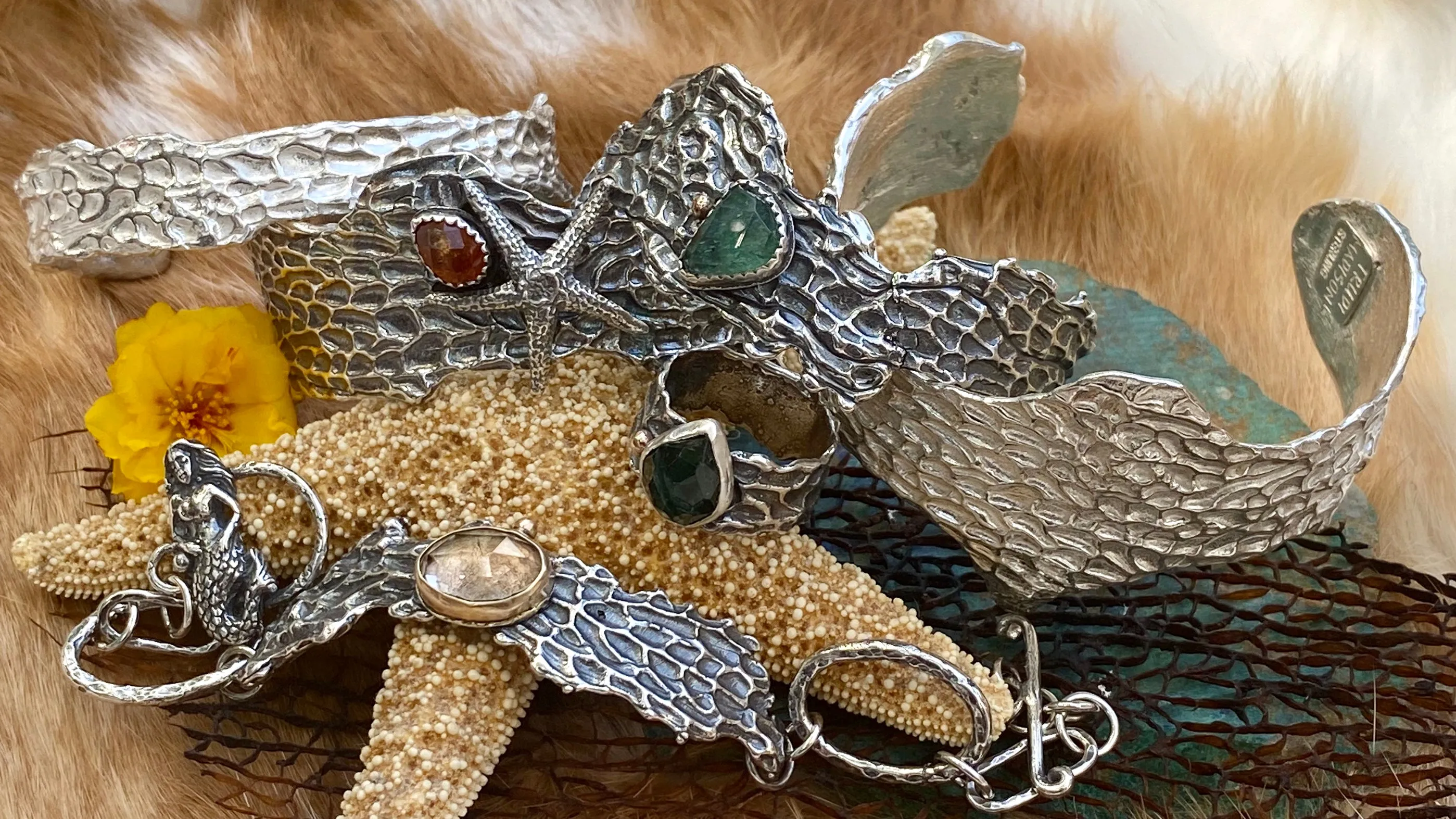Reef Mermaid and Topez Sea Fan Coral Cuff