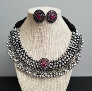 Reserved For Sivani Reddy Indo Western Trendy Necklace With Oxidised Plating JT11