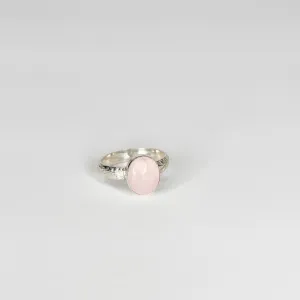 Rose Quartz Flora Sterling Silver Ring |  Size 10