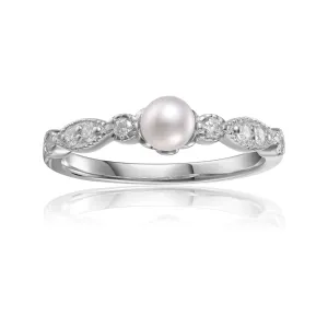 Round Pearl Solitaire Ring