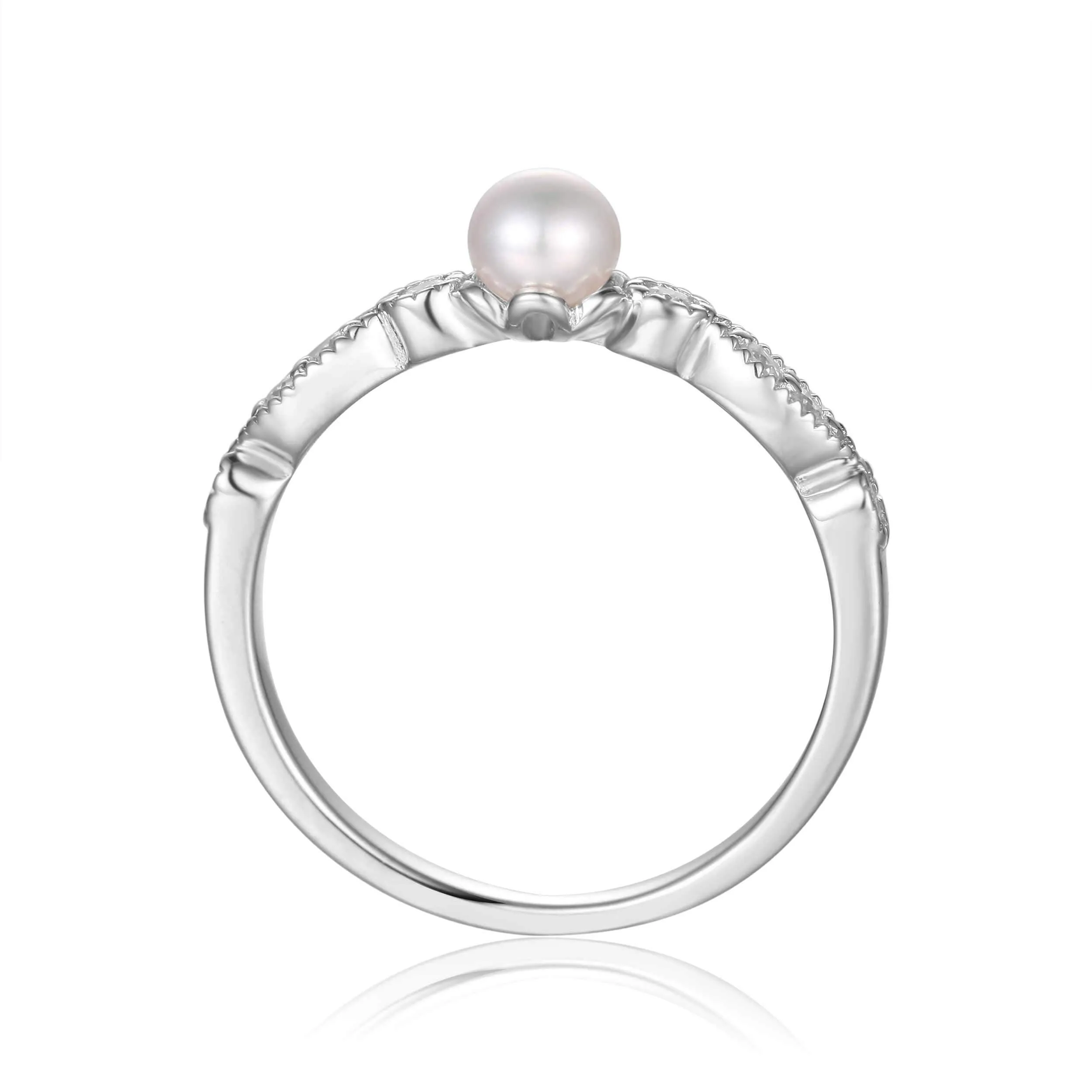 Round Pearl Solitaire Ring