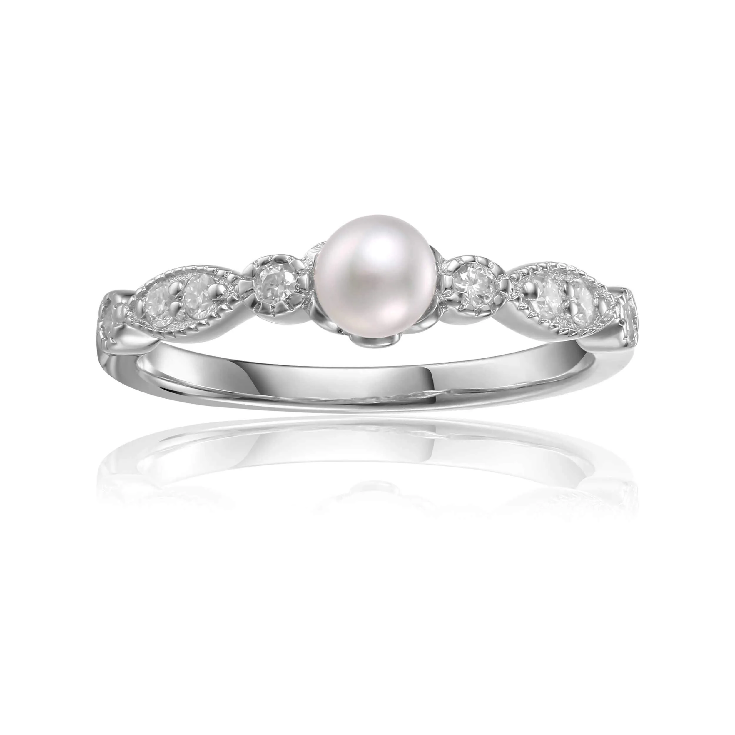 Round Pearl Solitaire Ring
