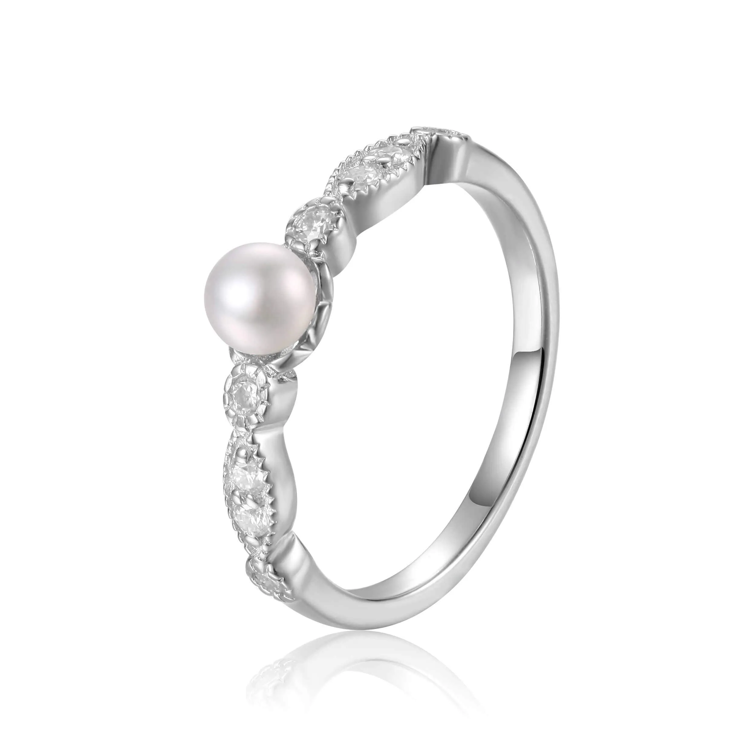 Round Pearl Solitaire Ring