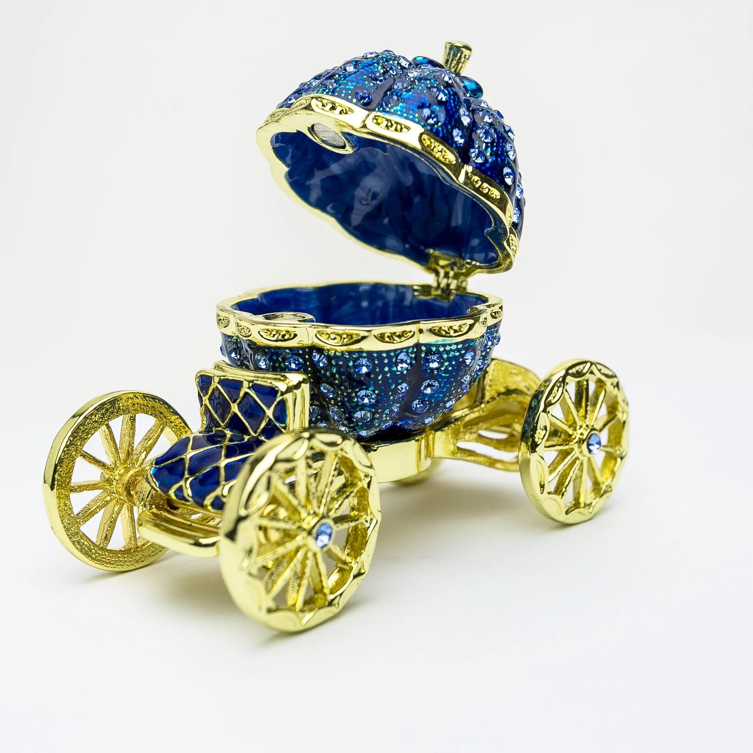 Royal Blue Faberge Pumpkin on Carriage