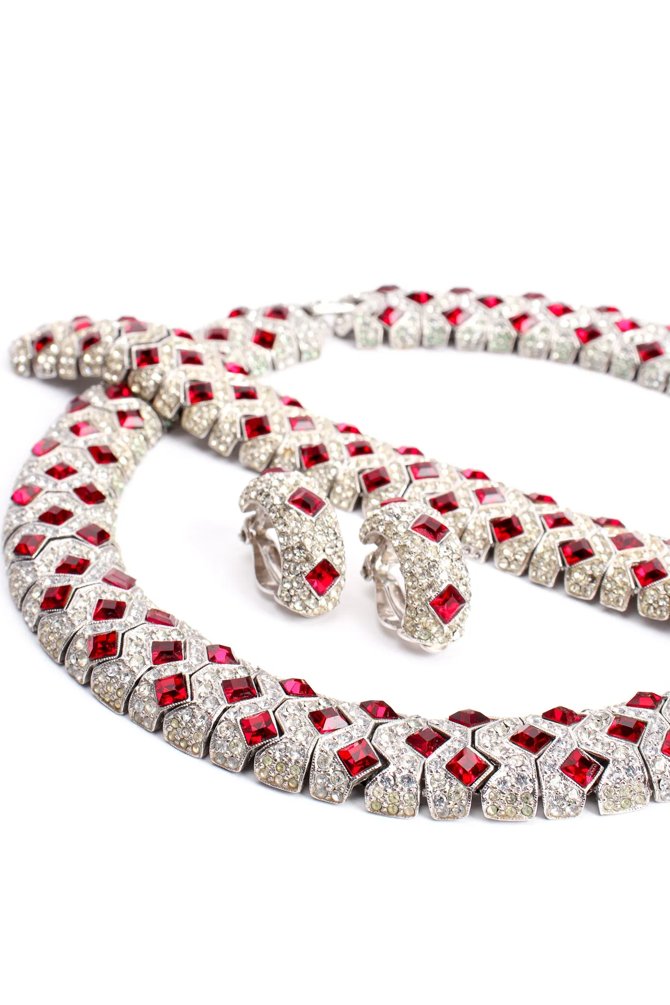 Ruby Cocktail Collar Bracelet & Earring Set