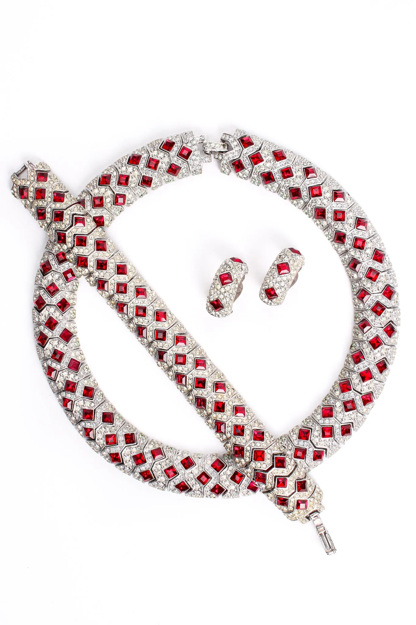 Ruby Cocktail Collar Bracelet & Earring Set