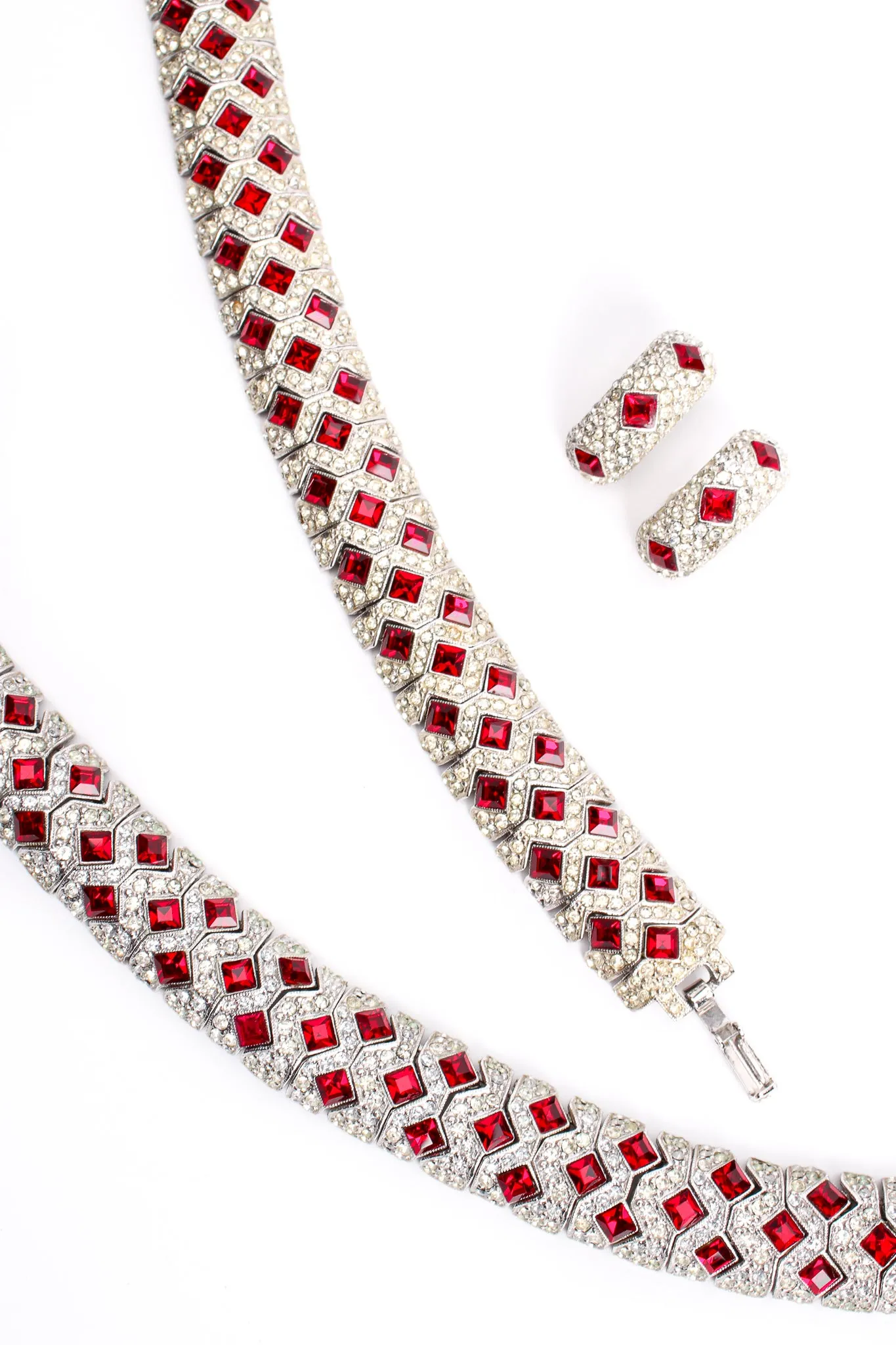 Ruby Cocktail Collar Bracelet & Earring Set