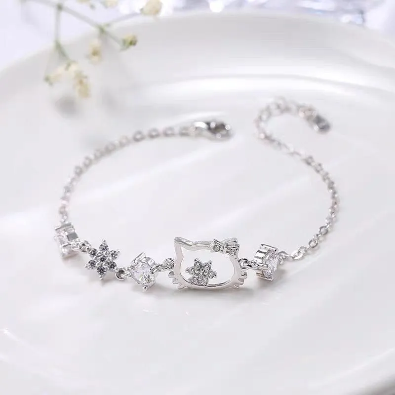 Sanrio CZ Inlaid Crystal Hello Kitty Bracelet