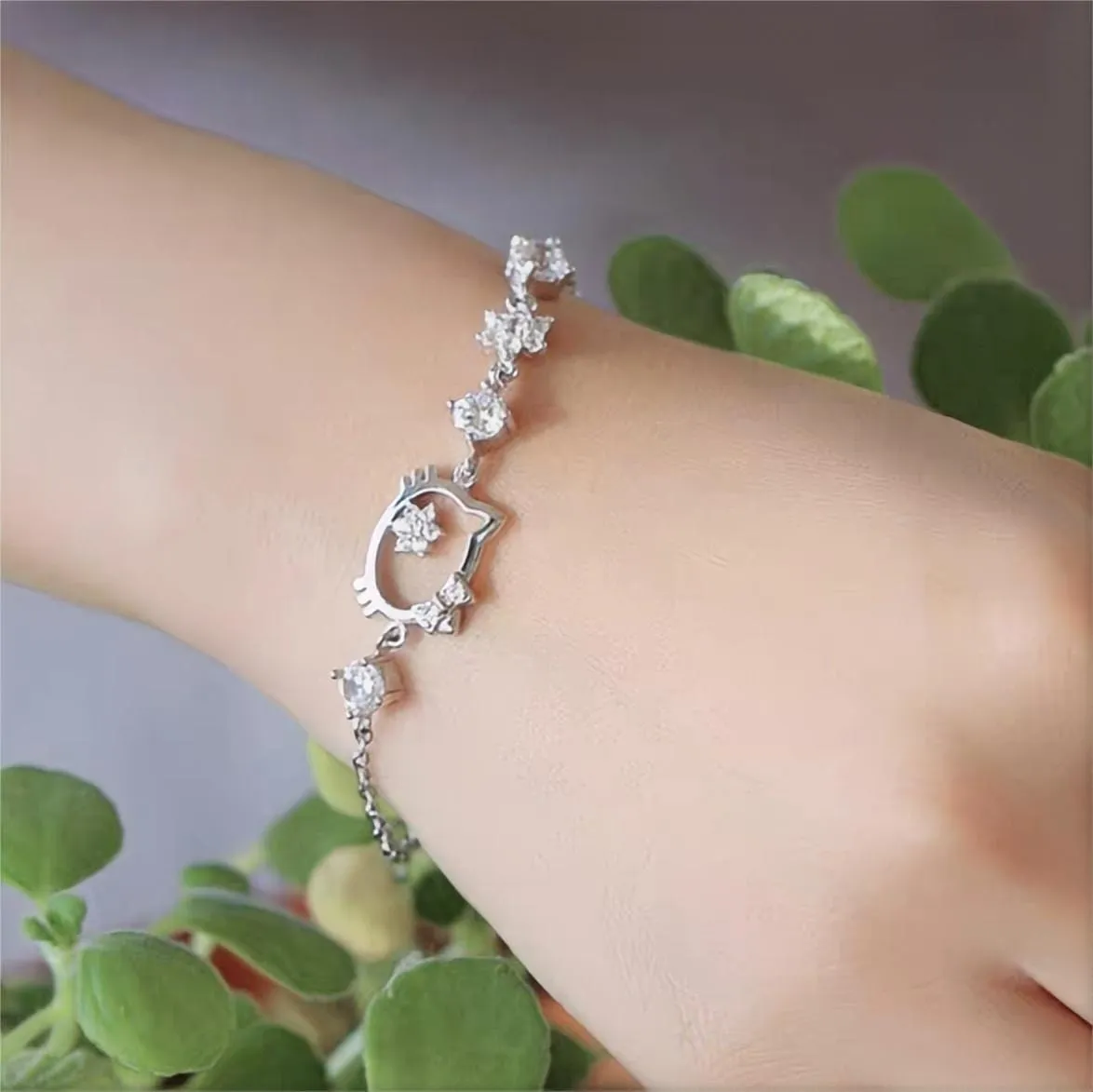 Sanrio CZ Inlaid Crystal Hello Kitty Bracelet