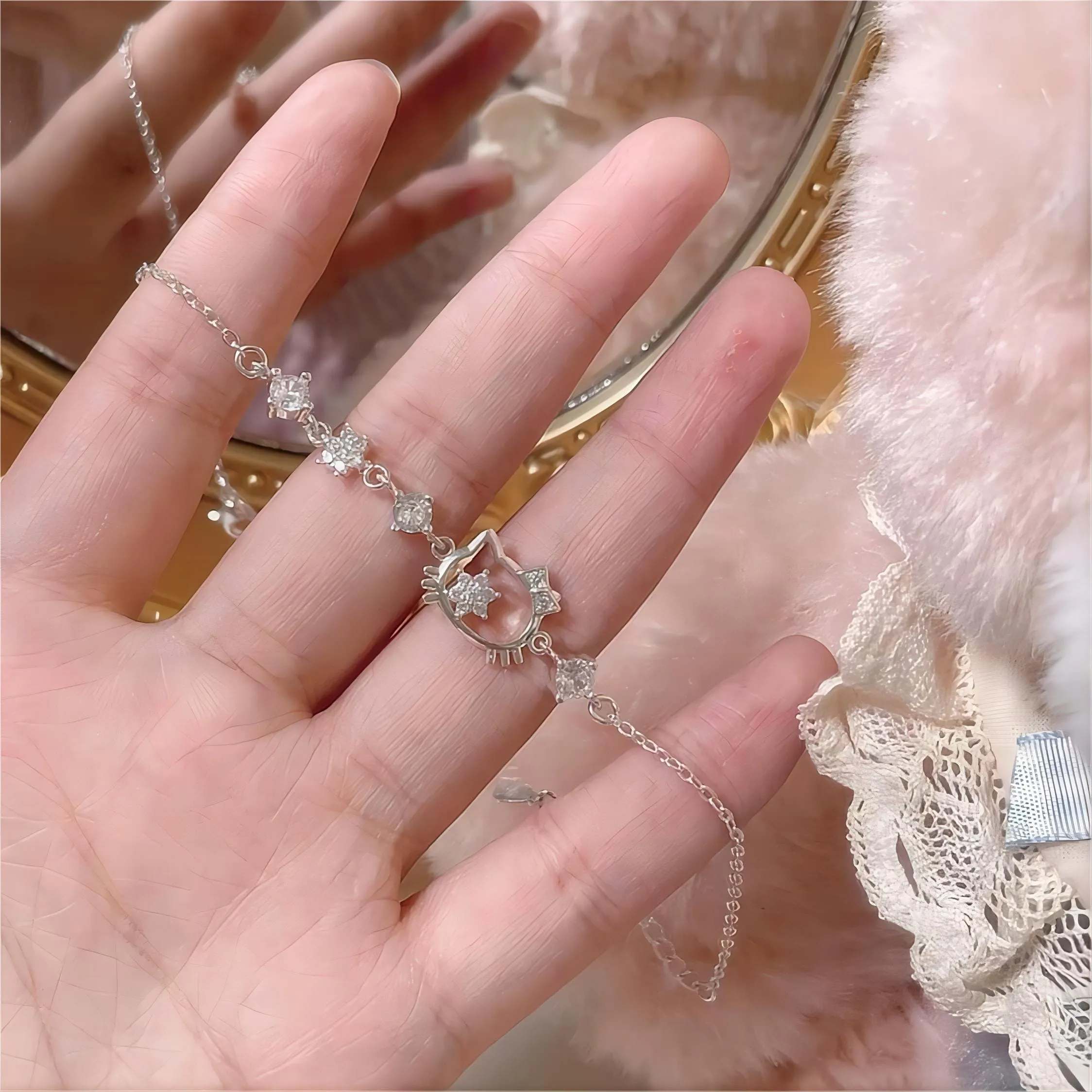 Sanrio CZ Inlaid Crystal Hello Kitty Bracelet