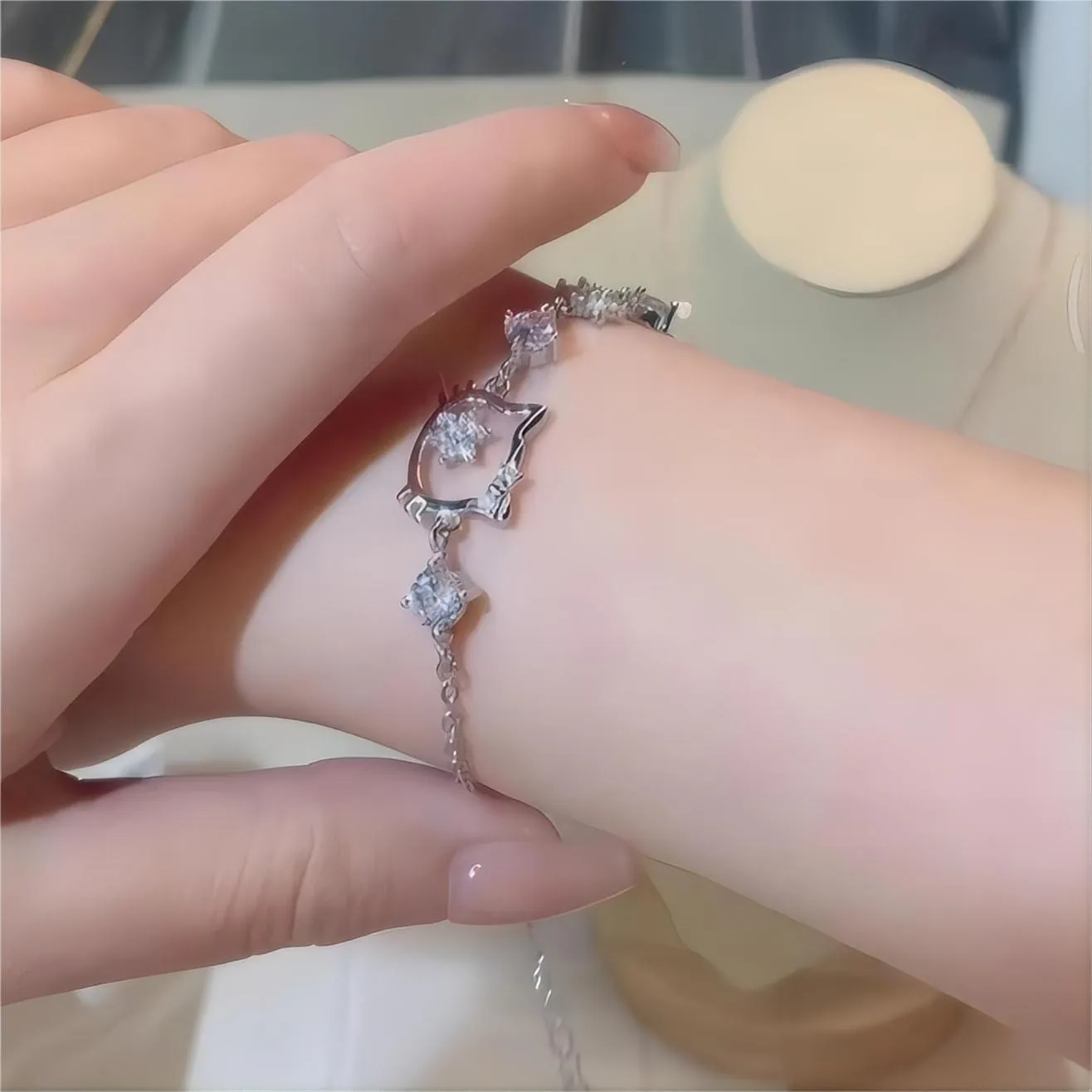 Sanrio CZ Inlaid Crystal Hello Kitty Bracelet
