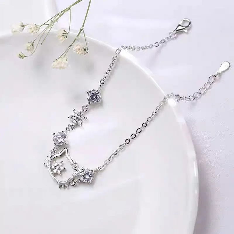 Sanrio CZ Inlaid Crystal Hello Kitty Bracelet