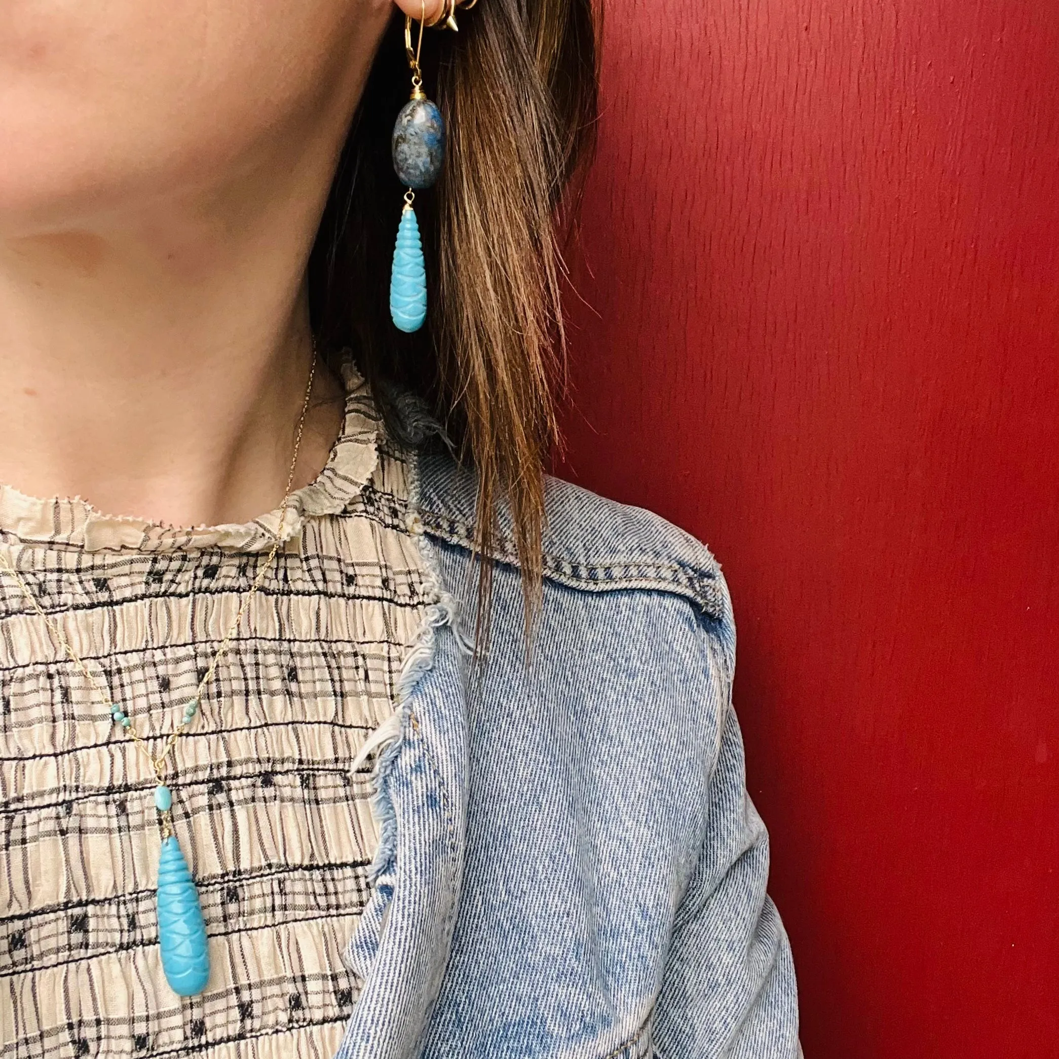 Shades of Blue Turquoise & Sodalite Earrings by brunet