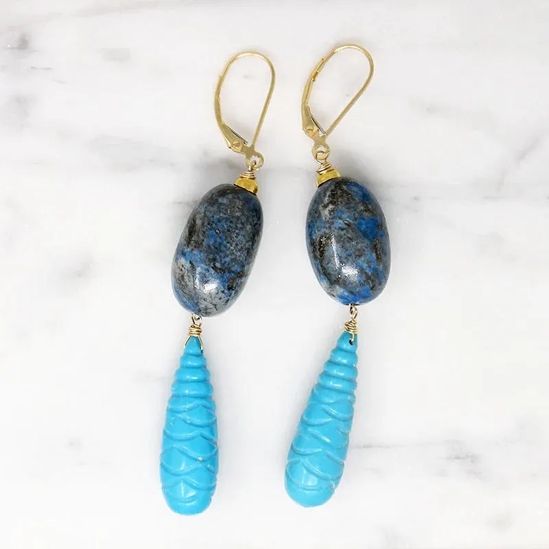 Shades of Blue Turquoise & Sodalite Earrings by brunet