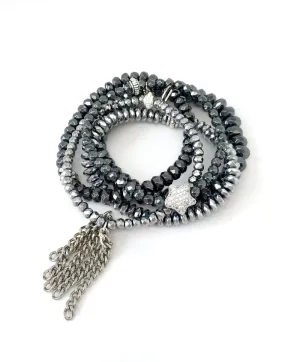 Shooting Star Silver & Gunmetal Hematite Stack