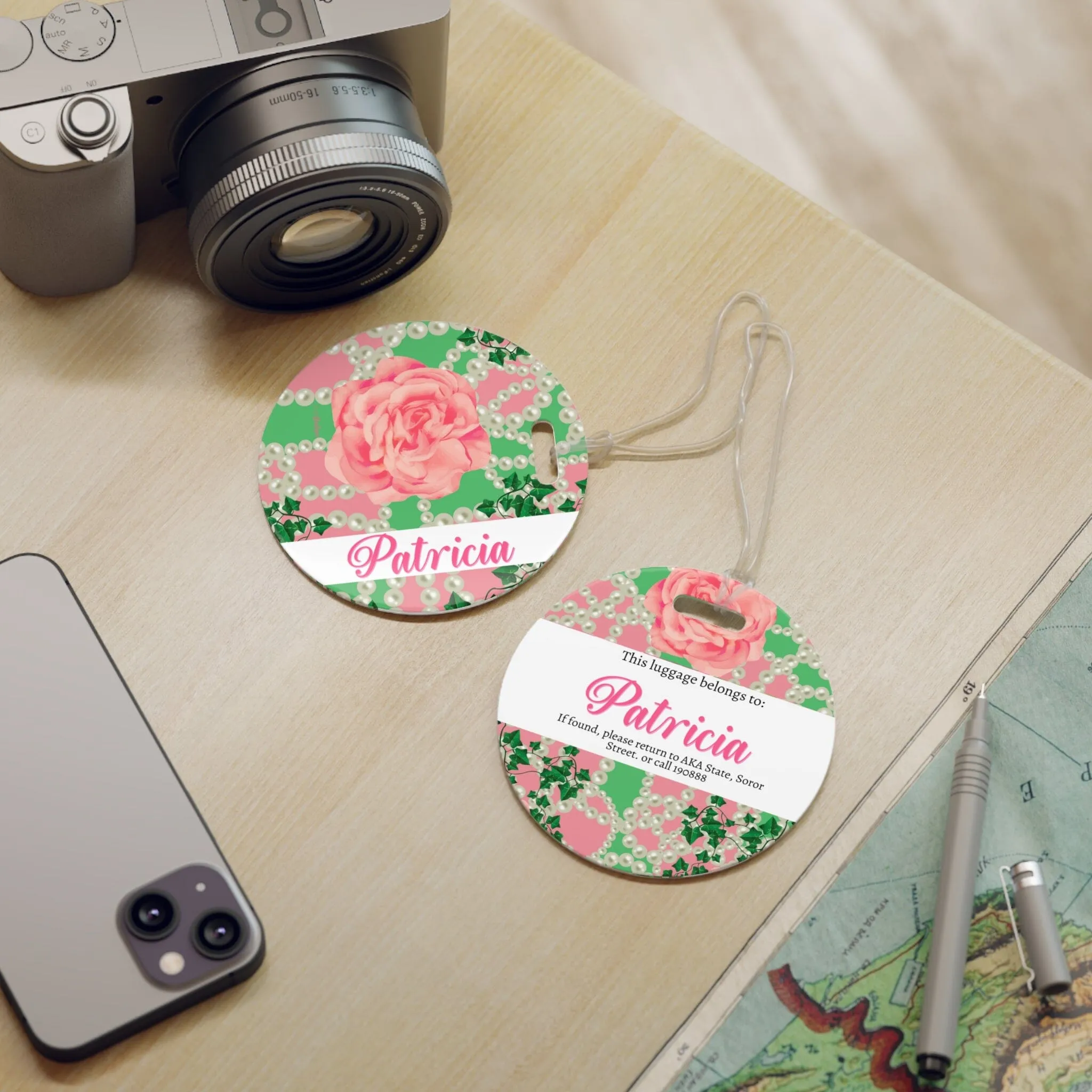 Signature 2 Pink and Green Luggage Tag
