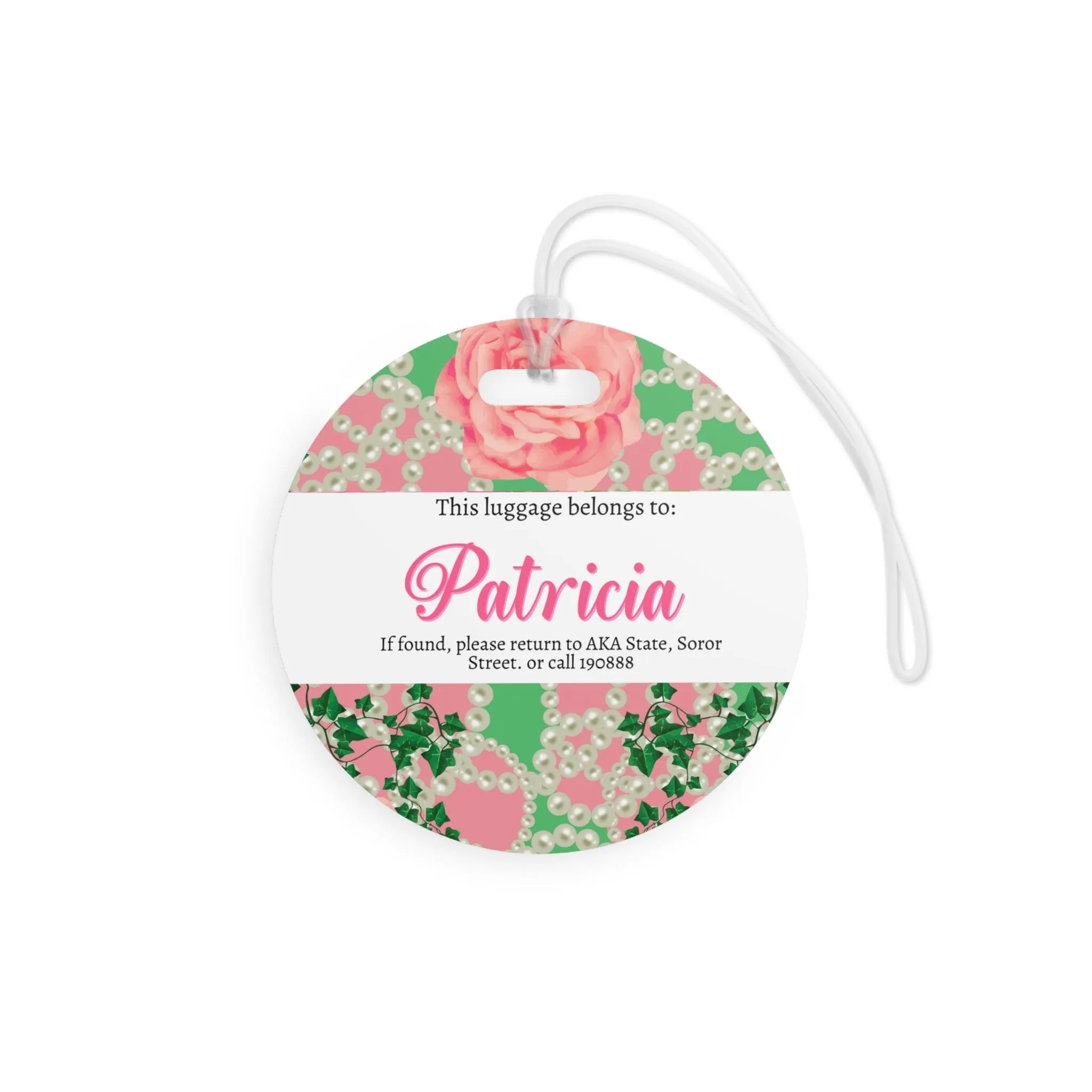 Signature 2 Pink and Green Luggage Tag
