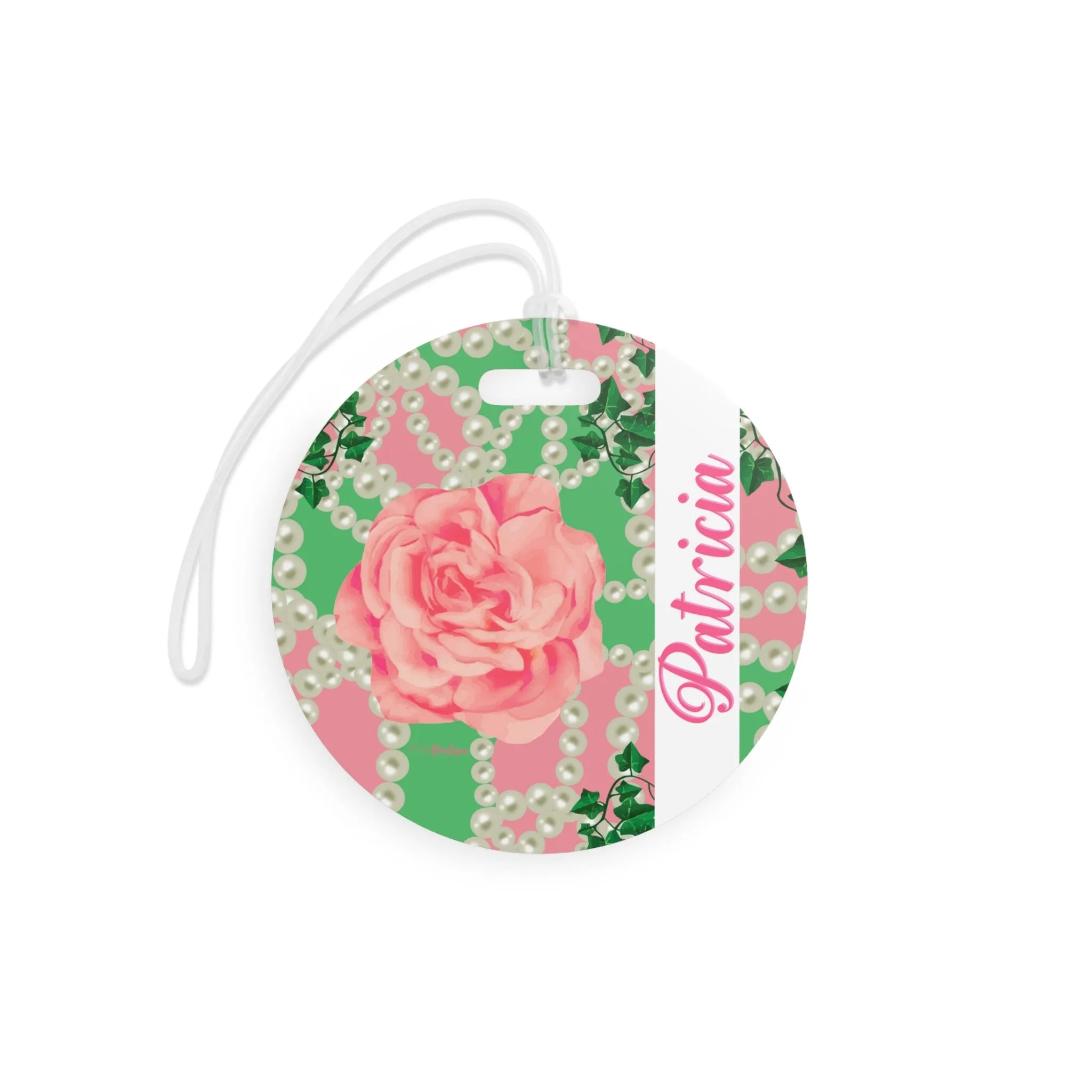 Signature 2 Pink and Green Luggage Tag