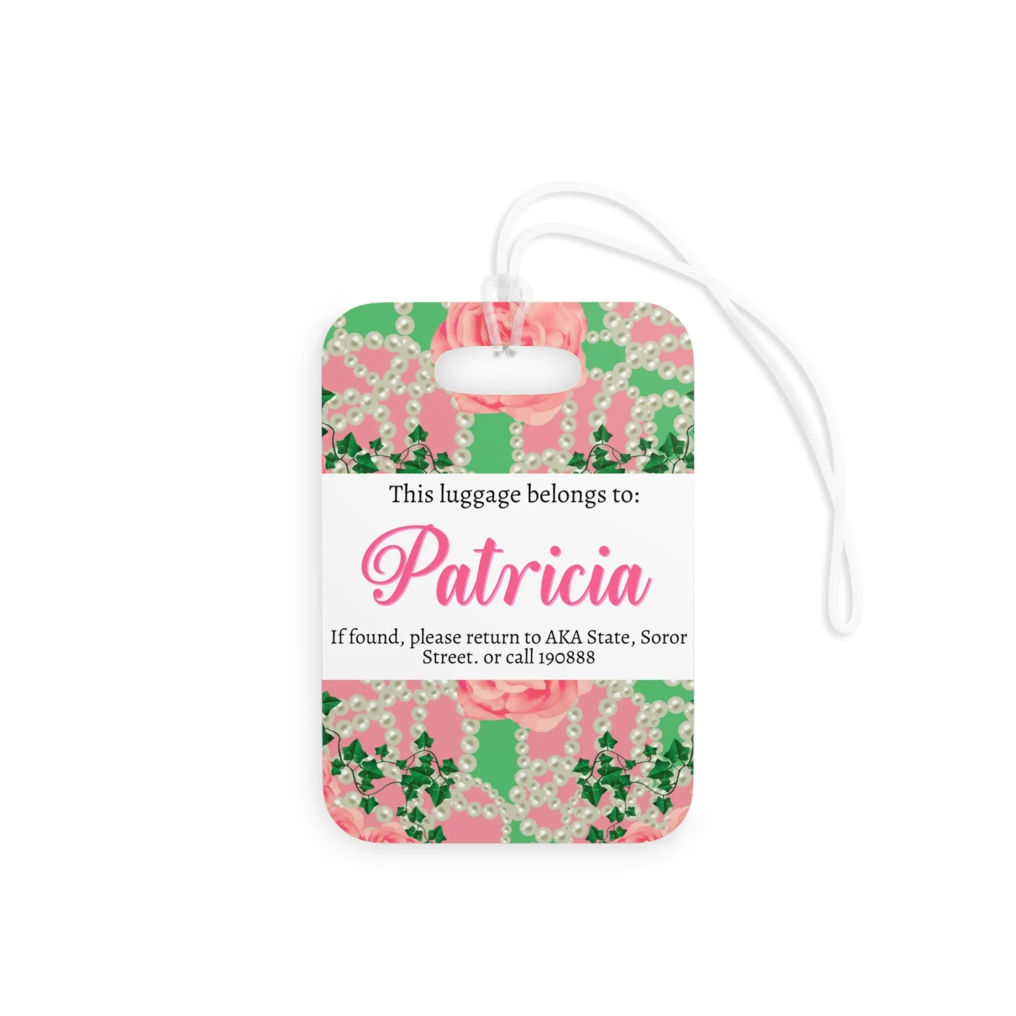 Signature 2 Pink and Green Luggage Tag