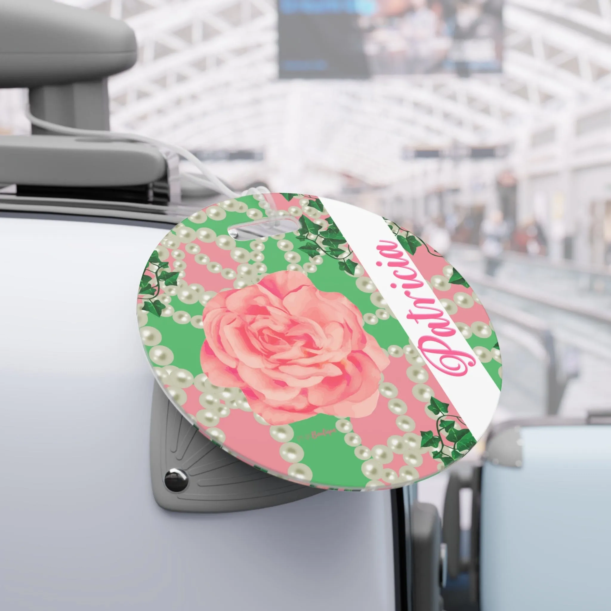 Signature 2 Pink and Green Luggage Tag