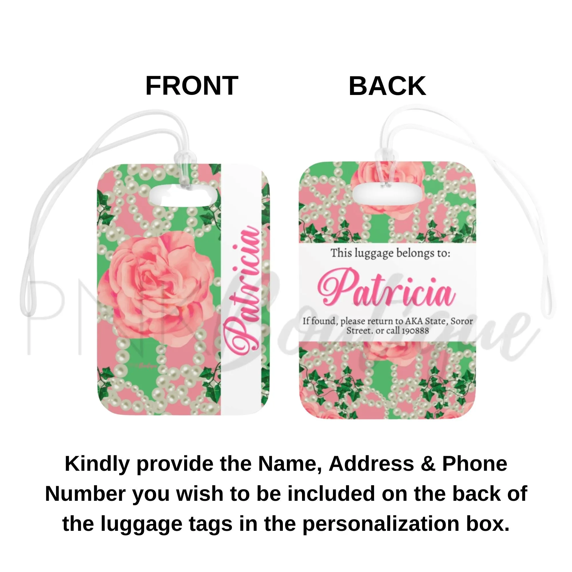 Signature 2 Pink and Green Luggage Tag