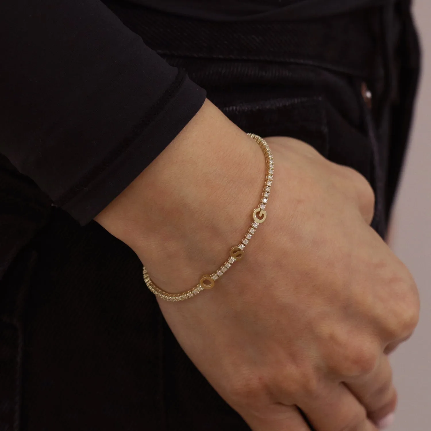 Signature Diamond Letter Tennis Bracelet