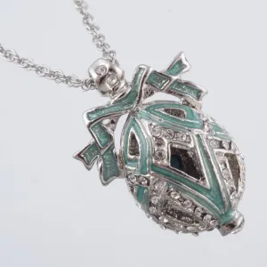 Silver & Light Green Egg Pendant Necklace