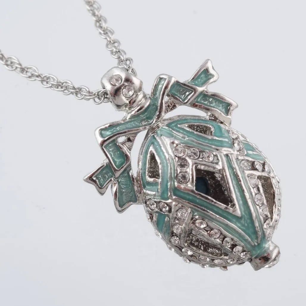 Silver & Light Green Egg Pendant Necklace