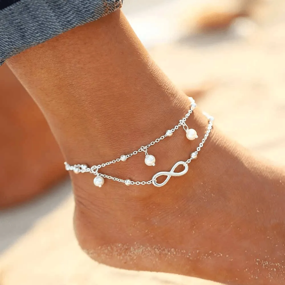 Silver Chain Infinite Spheres Anklet