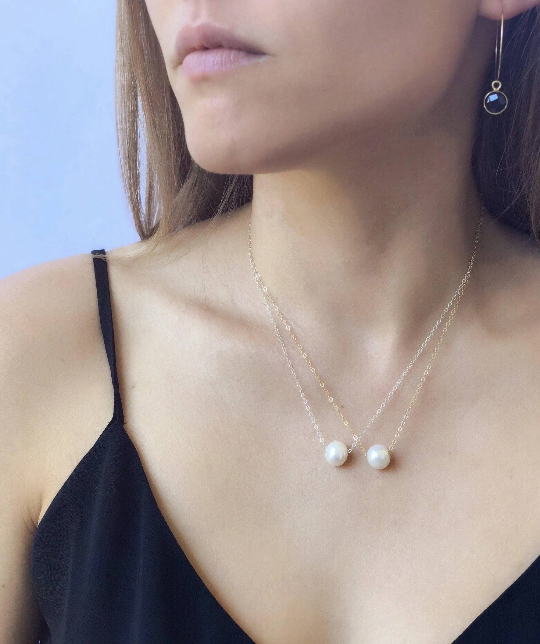 Silver Charlotte Necklace in Pearl