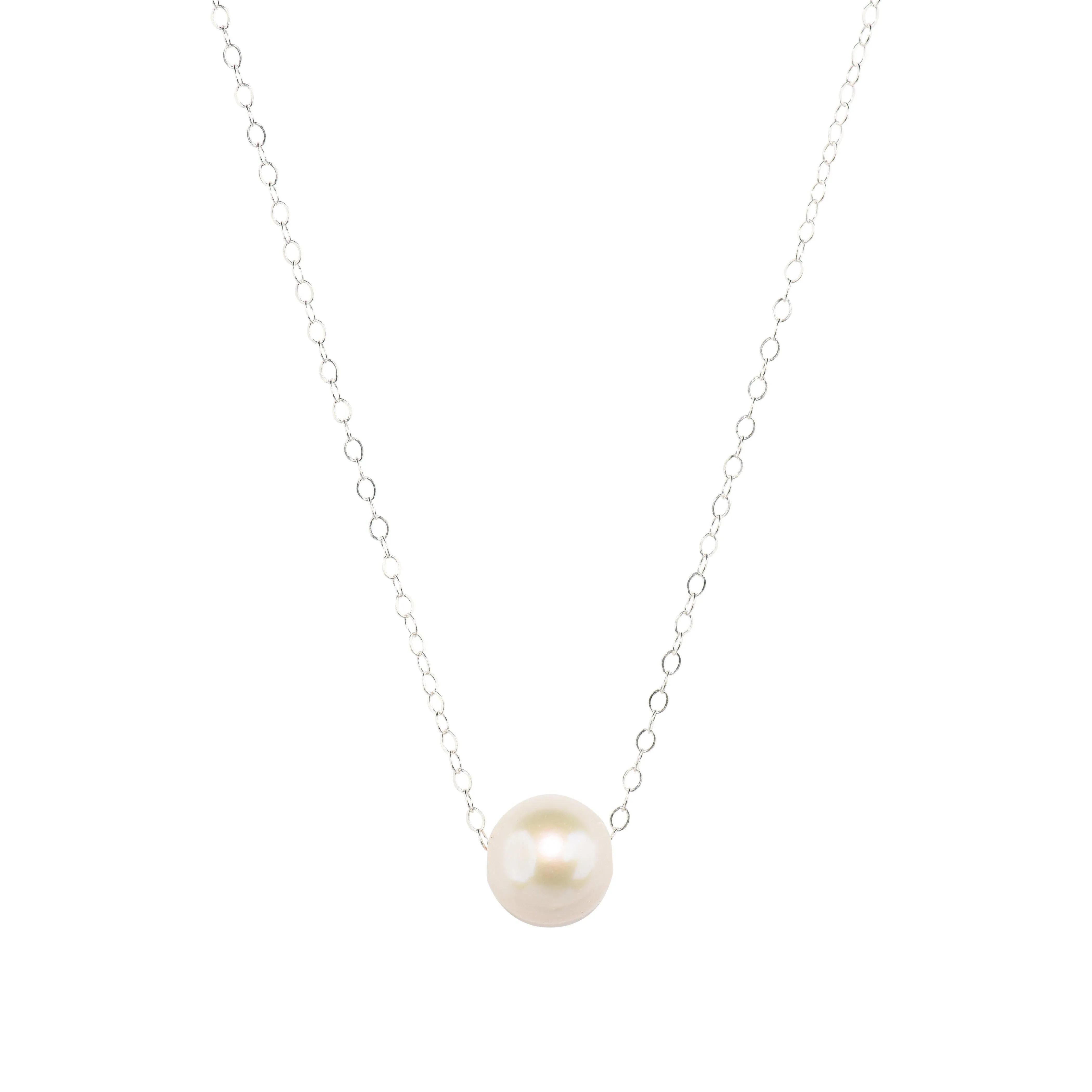 Silver Charlotte Necklace in Pearl
