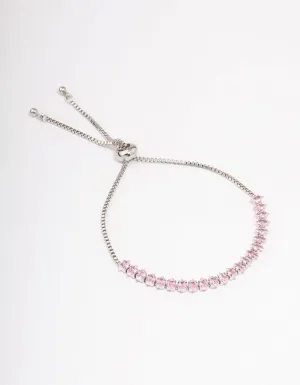 Silver Cubic Zirconia Mixed Marquise Toggle Bracelet