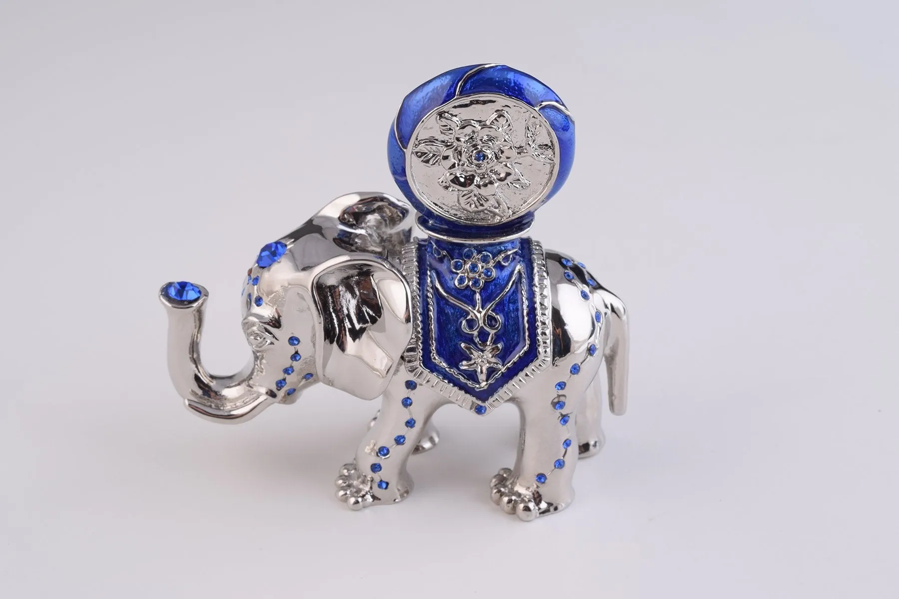 Silver Elephant with Clock