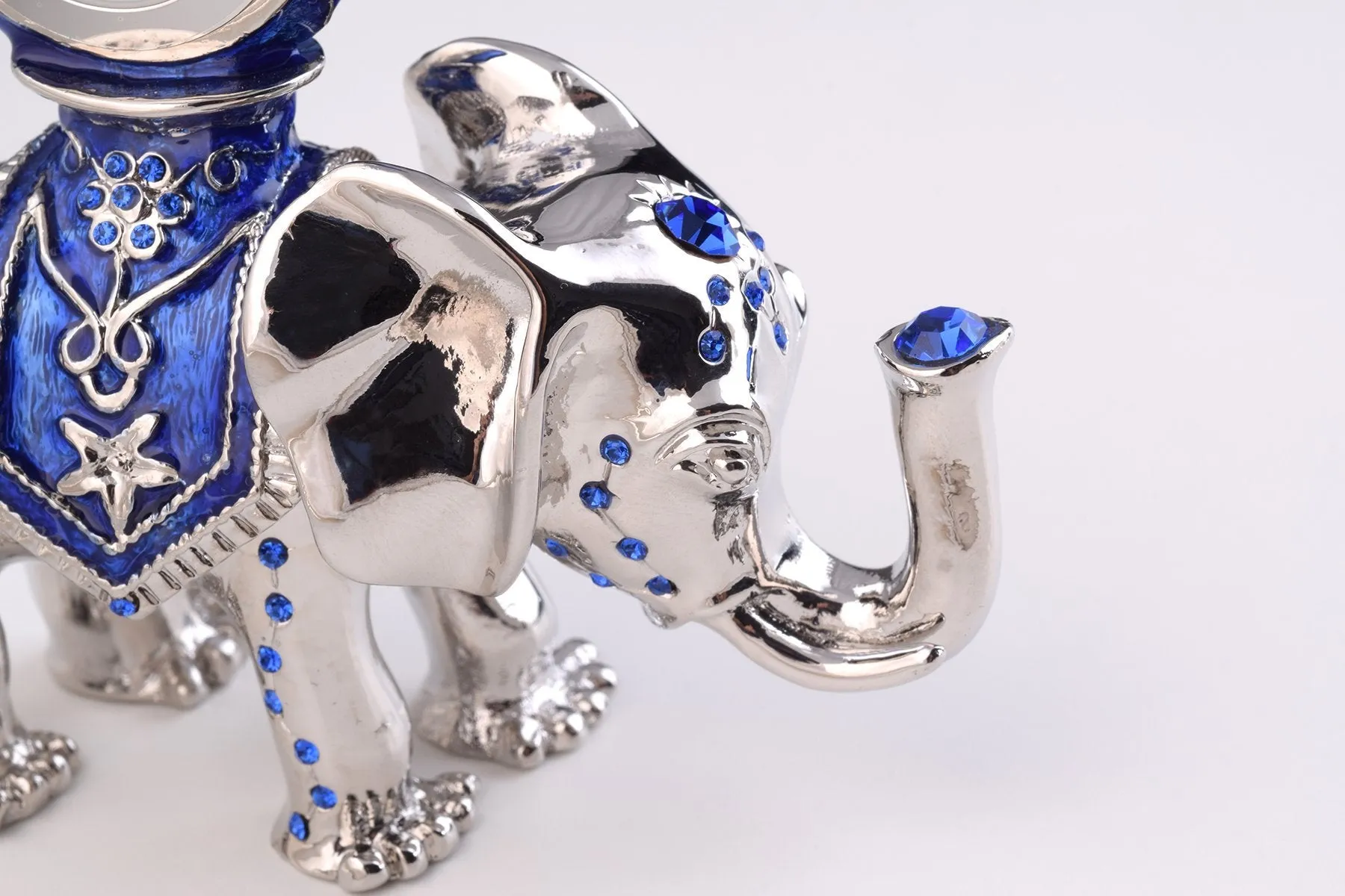 Silver Elephant with Clock