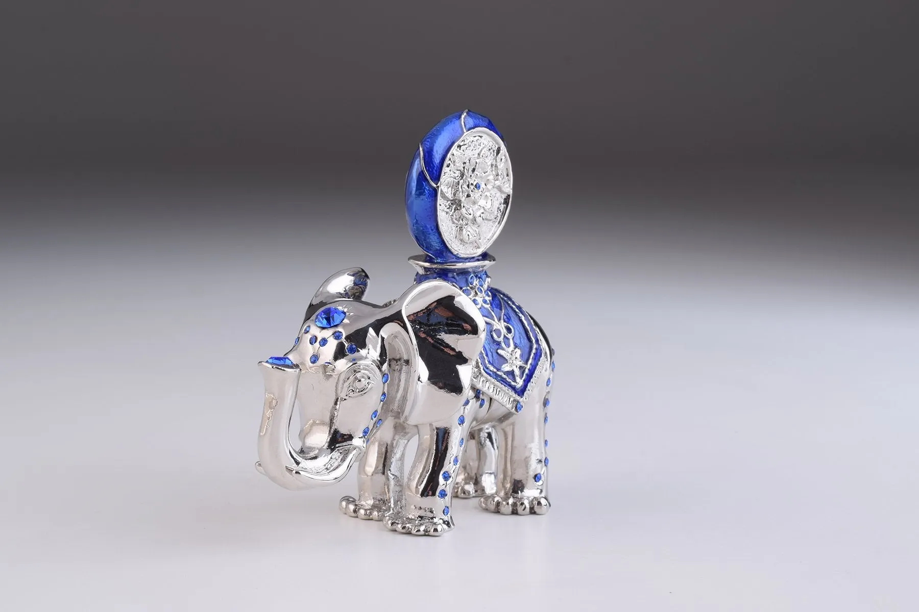 Silver Elephant with Clock