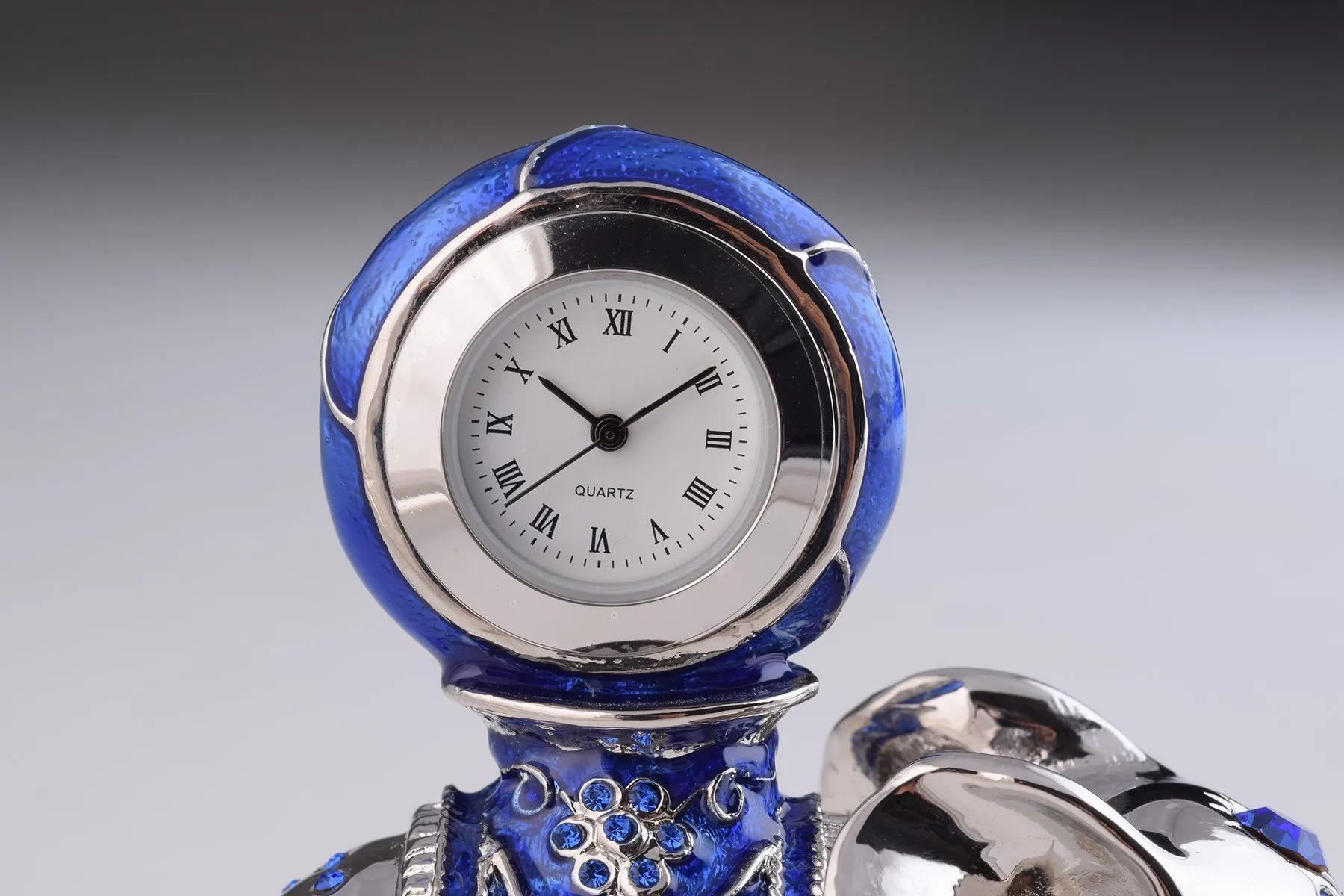 Silver Elephant with Clock